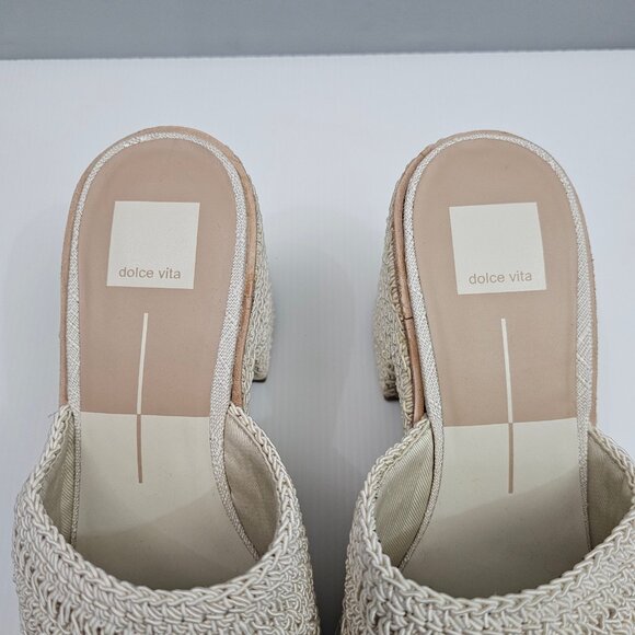 NEW Dolce Vita Ladin Wedge Womens 10 Ivory Cream Woven Heels Platform Sandal - Picture 8 of 13